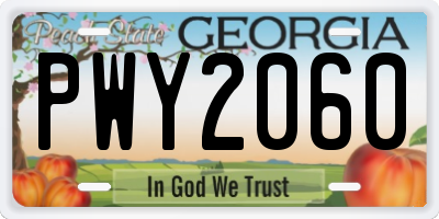 GA license plate PWY2060