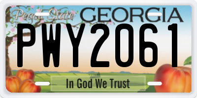 GA license plate PWY2061