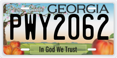 GA license plate PWY2062