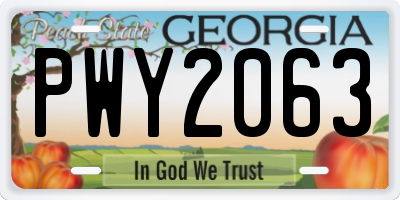 GA license plate PWY2063