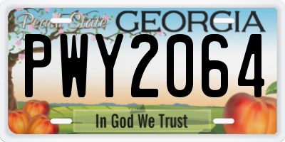 GA license plate PWY2064