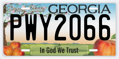 GA license plate PWY2066