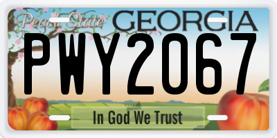 GA license plate PWY2067