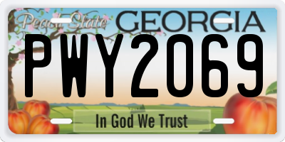 GA license plate PWY2069