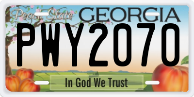 GA license plate PWY2070