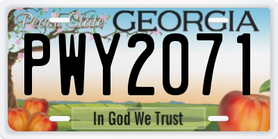 GA license plate PWY2071