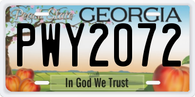 GA license plate PWY2072