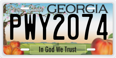 GA license plate PWY2074
