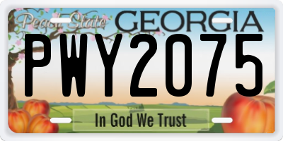 GA license plate PWY2075