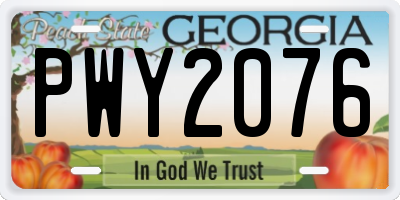GA license plate PWY2076
