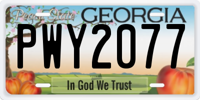 GA license plate PWY2077