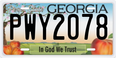 GA license plate PWY2078