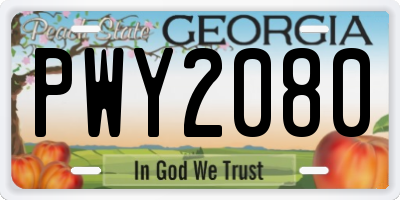GA license plate PWY2080