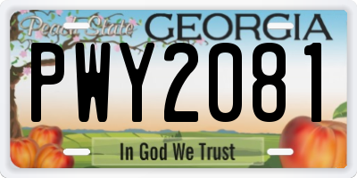 GA license plate PWY2081