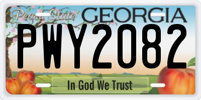 GA license plate PWY2082