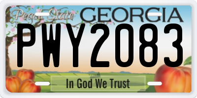 GA license plate PWY2083