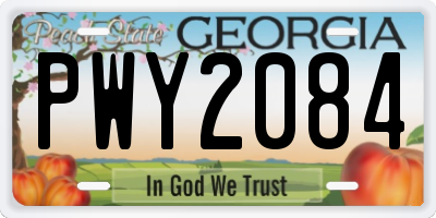 GA license plate PWY2084