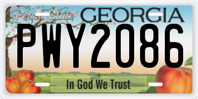 GA license plate PWY2086