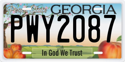 GA license plate PWY2087