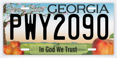 GA license plate PWY2090