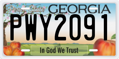GA license plate PWY2091