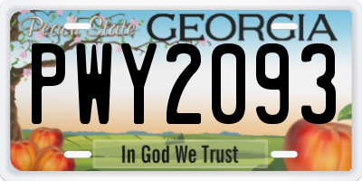 GA license plate PWY2093