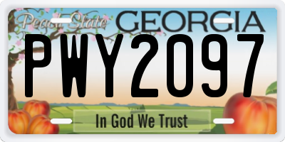 GA license plate PWY2097