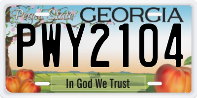 GA license plate PWY2104