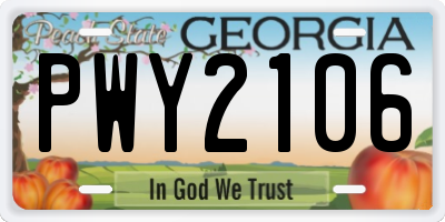 GA license plate PWY2106