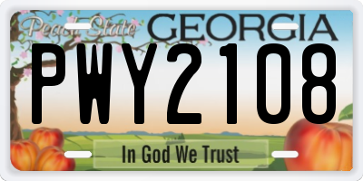 GA license plate PWY2108