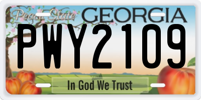 GA license plate PWY2109
