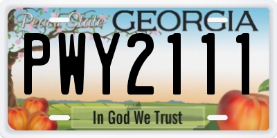 GA license plate PWY2111