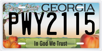 GA license plate PWY2115