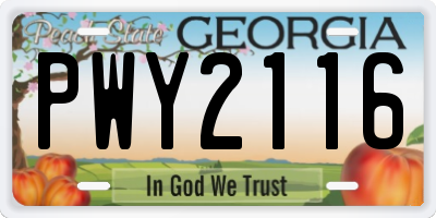 GA license plate PWY2116