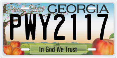 GA license plate PWY2117