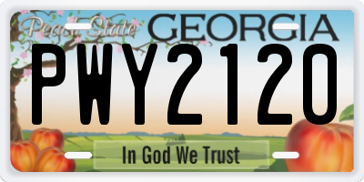 GA license plate PWY2120