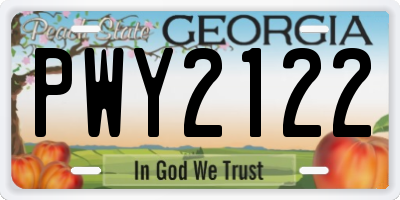 GA license plate PWY2122