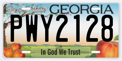 GA license plate PWY2128