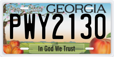 GA license plate PWY2130