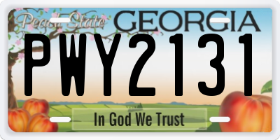GA license plate PWY2131