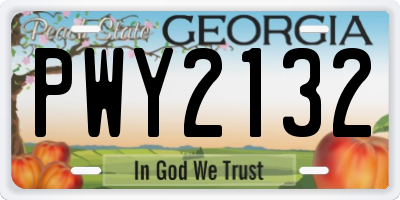 GA license plate PWY2132