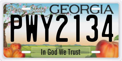 GA license plate PWY2134