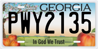 GA license plate PWY2135