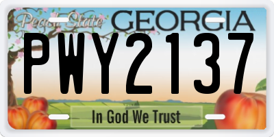 GA license plate PWY2137