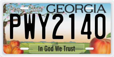 GA license plate PWY2140