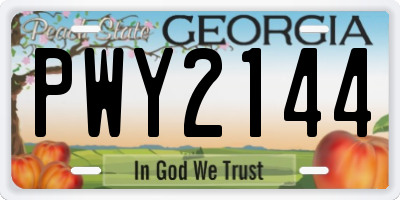 GA license plate PWY2144