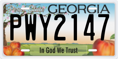 GA license plate PWY2147