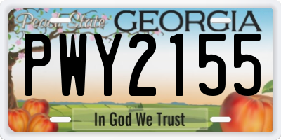GA license plate PWY2155