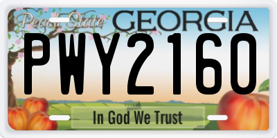 GA license plate PWY2160