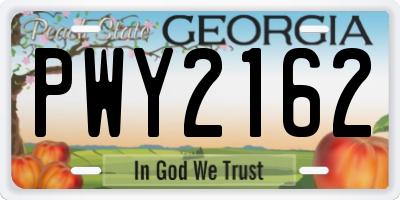 GA license plate PWY2162